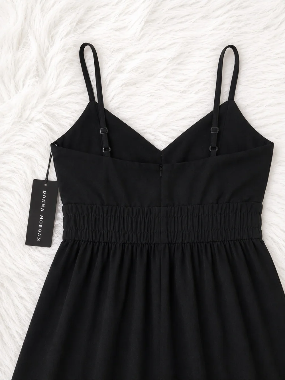 NWT Donna Morgan Black Midi Dress Size 2 Quiet Luxury Minimalist Cocktail Dress - Picture 3 of 3